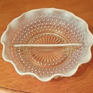 Hobnail Divided Glass Bowl